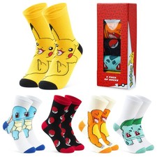 Pokemon Boys Socks 5 Pack Pikachu Ankle Stretchy 4.5-7.5, Multicolor