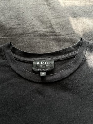 Vintage Black Blank Designer A.P.C Short Sleeve T Shirt Size Medium