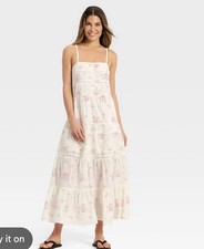 Women Lace Maxi A-Line Dress - Universal Thread Cream Floral S