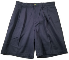 Vintage Tommy Hilfiger Shorts 36 Blue Dark Pleated 9" Preppy Golf Casual Chino