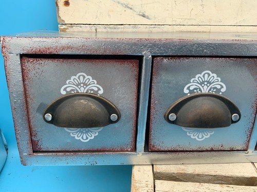 Primitive Style Galvanized Storage Box w/3 Drawers, Shabby Chic Decor - Picture 2 of 8