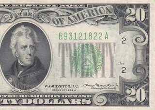 1934 A FEDERAL RESERVE NOTE $20 NEW YORK "B A" (( GEM UNC ))
