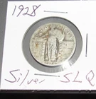Fine Cond. SLQ Silver 1928 p Philadelphia Mint Standing Liberty Quarter Old coin