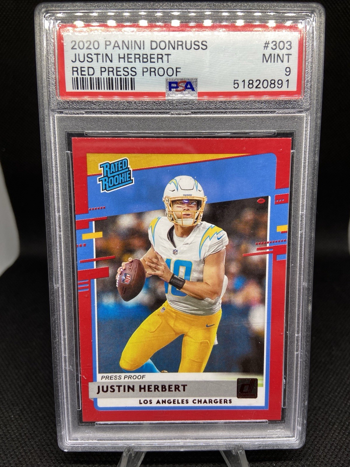 2020 Panini Donruss - Rated Rookie Justin Herbert #303 Press Proof Red (RC)