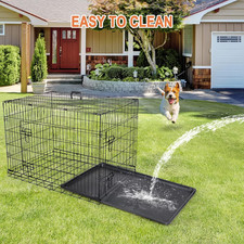30/36/42 Inches Double Door Dog Crate Folding Metal Wire Dog Kennel Cage with...