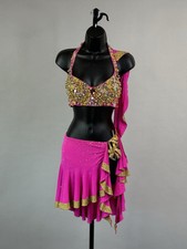 Beautiful Bright Pink Latin Rhythm Dance Dress Costume