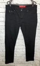 PD&C FLX Men's Black Denim Stretch Pants Size 34x32 Straight Leg Zipper Detail