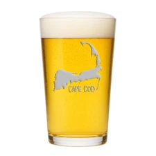 Cape Cod Map Pint Glass Engraved Souvenir Gift