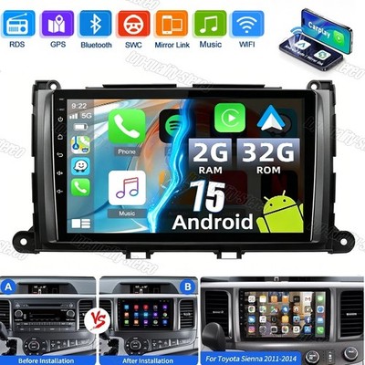 Android 15 For Toyota Sienna 2011-2014 Radio Car Stereo Apple Carplay GPS Navi