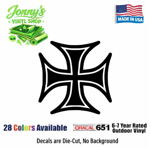 Iron Cross Vinyl Die Cut Decal Sticker - Motorcycle Biker Chopper Maltese