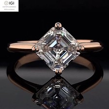 IGI 2.00Ct Asscher E VS1 Lab Grown Diamond Engagement Ring 925 Sterling Silver