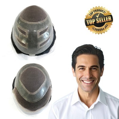 Mens Toupee Hair System French Lace Front Mono Human Black Hair Pieces Versalite