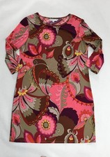 Trina Turk Retro Print Dress. Size Large. Tan, Brown & Pink. New with tags.