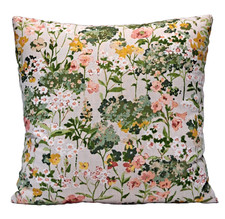 Floral Green Gold Blush Botanical 18x18 Decorative Throw Pillow Cover Linen