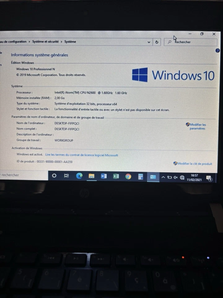 Ordinateur portable HP Mini 200 10.1" 232GB HDD Intel Atom 1.66GH W10 pro - Photo 4/4