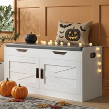 Shoe Bench with Lift Top Storage, 42.4" Entryway Bench with Wider Cushioned Seat