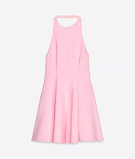 Zara Pink Solid Halter Sleeveless A-Line Short Dress - Size M