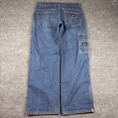 Genuine Dickies Jeans Mens 33x29 Carpenter Jeans Blue Denim Work Utility