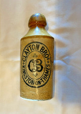 CLAYTON  BROs KINGSTONE ON THAMES   STONEWARE  GINGER BEER  BOTTLE