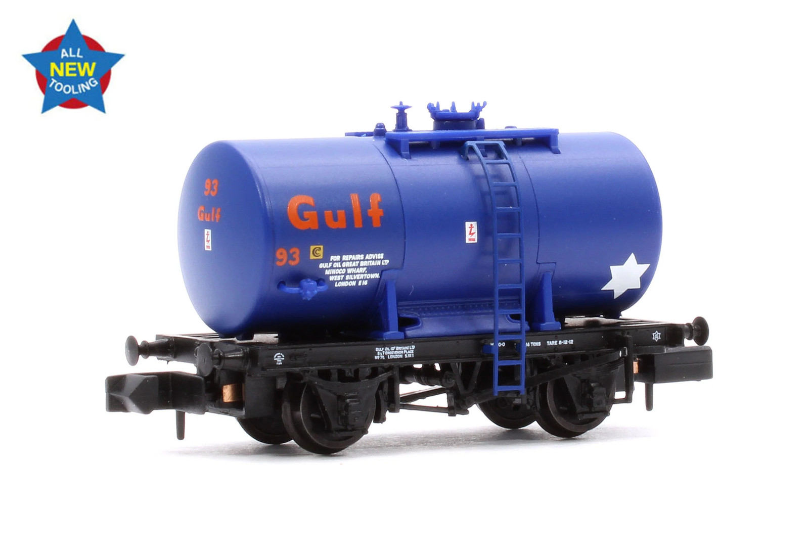 Graham Farish 378-001A 14T Anchor-Mounted Tank Wagon 'Gulf' Blue No. 93