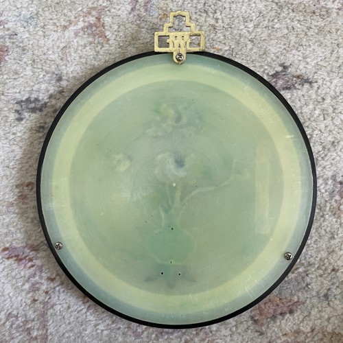 Vintage Scatola ombra rotonda giada finta intagliata asiatica decorazione da appendere a parete viola floreale - Foto 3 di 3