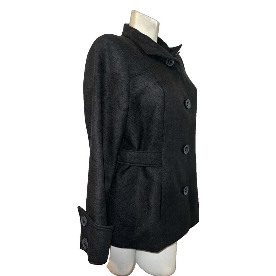 CHICO'S Jacket Size L (2) Black Button-up Lined Front Smooth Plush Dain LS Work - Image 3 of 4