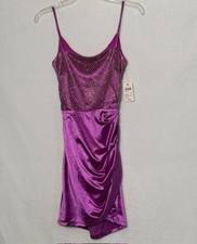 Windsor Bodycon Spaghetti Strap Mini Dress Women's Size S Magenta Rhinestone NWT
