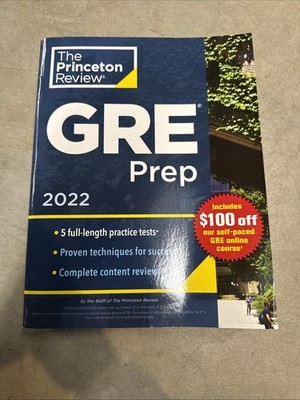 The Princeton Review GRE Prep Book 2022 Edition Paperback NEW