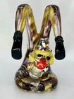 Vintage Murano Italy Hand Blown Glass Clown Upside Down Acrobat Yellow 7”