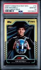2025 F1 FANATICS FEST NYC KIMI ANTONELLI TAXI CHECK GOLD /50 PSA 10