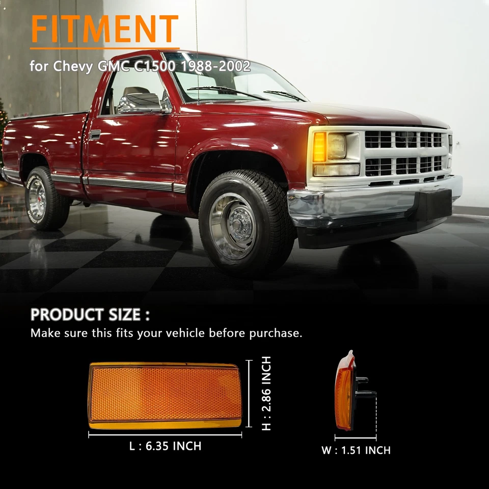 Luz de giro LED delantera para Chevy GMC C/K 1500 1988-02 Suburban Foto 3 de 4