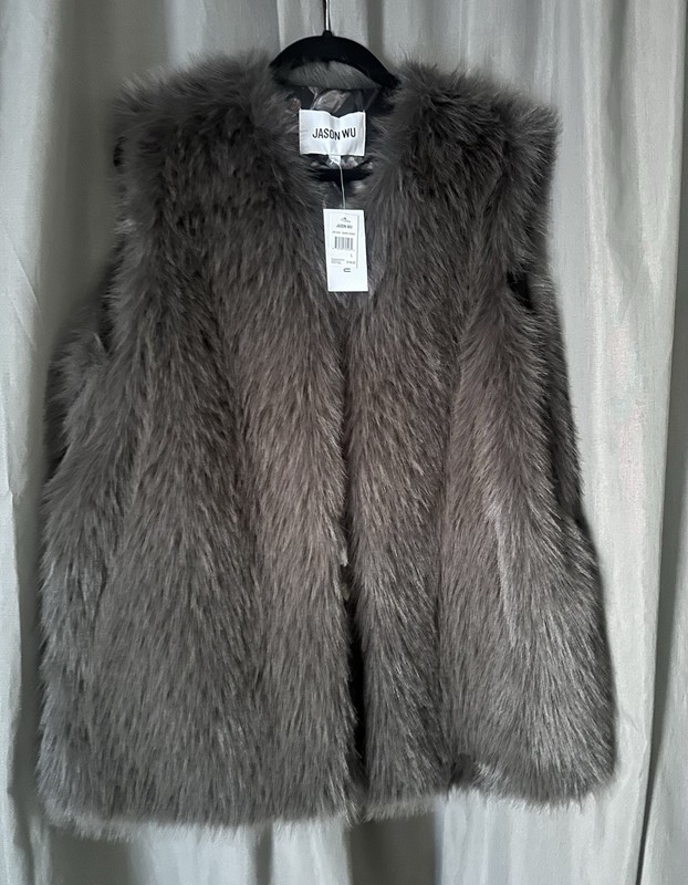 Jason Wu Women’s Lined Faux Fur Vest Dark Gray Size L Layering
