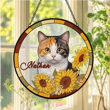 Custom Pet Portrait Stained Glass Suncatcher, Stained Glass cat Memorial, Custom