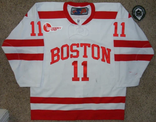 Boston University #11 Patrick Curry, White, 17-18 Game Worn jersey Hockey East