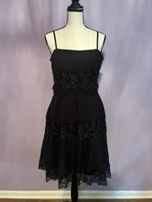 KS Collection Women’s Size 6 Fits Large Black Shift Spaghetti Lace Dress Midi
