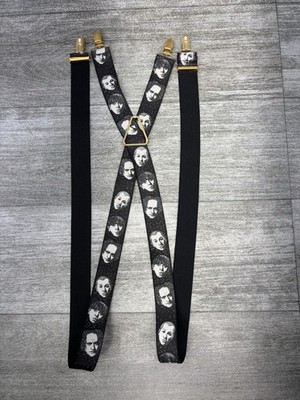 VTG The Three Stages Pelican X-Back Graphic Print Suspenders Braces 1995 Clip