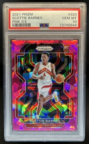 2021-22 Panini Prizm Scottie Barnes RC Pink Ice Rookie #320 Raptors PSA 10