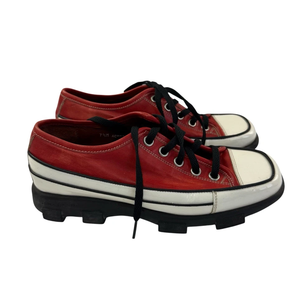 Donald Pliner Actor Red Leather Trainers Size 7.5M 9.5 US Chucks Shoes Patent - Image 4 of 4
