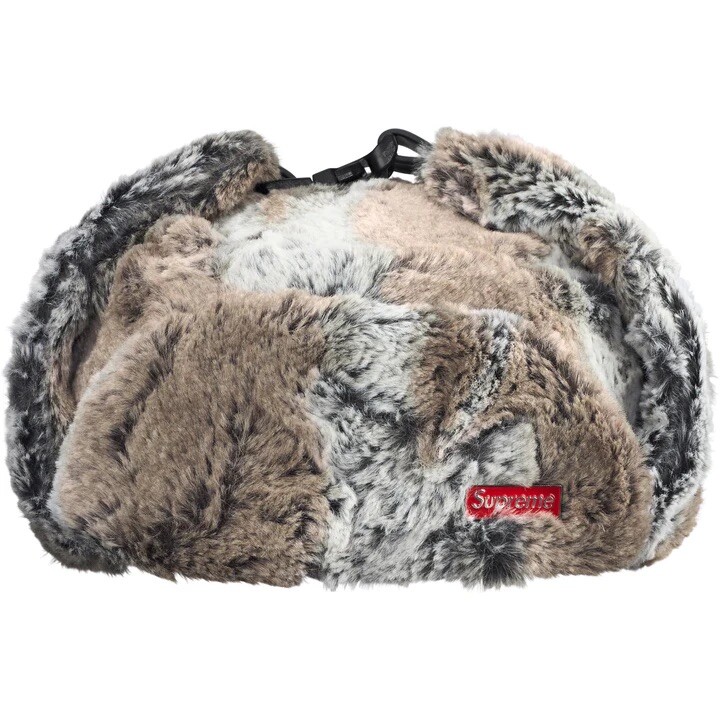 Supreme FW24 Ushanka Faux Fur Earflap Logo Pin Hat Grey Size