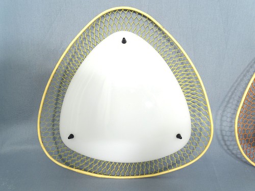 Dos lámparas de techo de malla de alambre de los años 50 vidrio acrílico Midcentury Modernism - Imagen 4 de 12