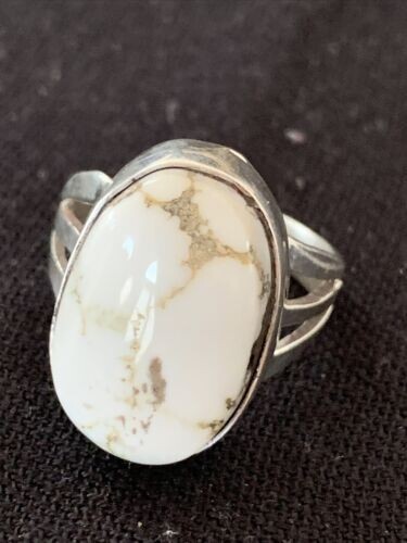 Native Mens Navajo Sterling Silver White Buffalo Turquoise Ring Sz 9.5 01446 - Picture 6 of 12