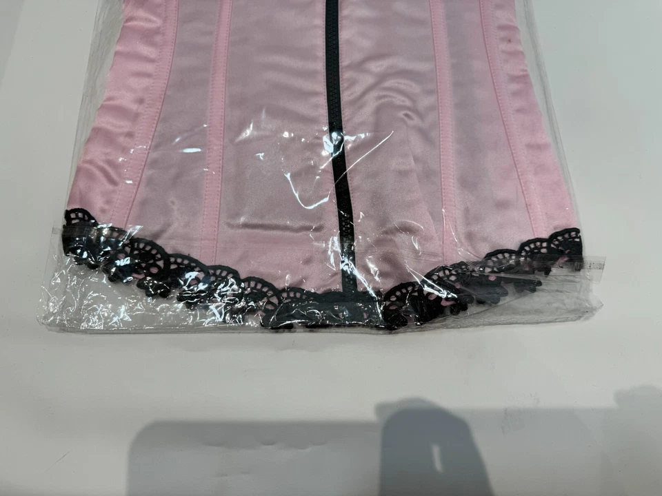 Corsé Shirley Of Hollywood bordado detalle encaje deshuesado top talla 34 rosa negro Foto 3 de 4