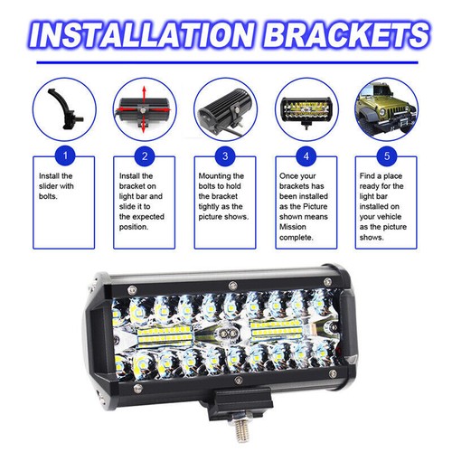 3 LIGHTS 7" Inch LED Work Light Bar Flood Jeep Off Road Golf Cart Boat Lights - Picture 3 of 8