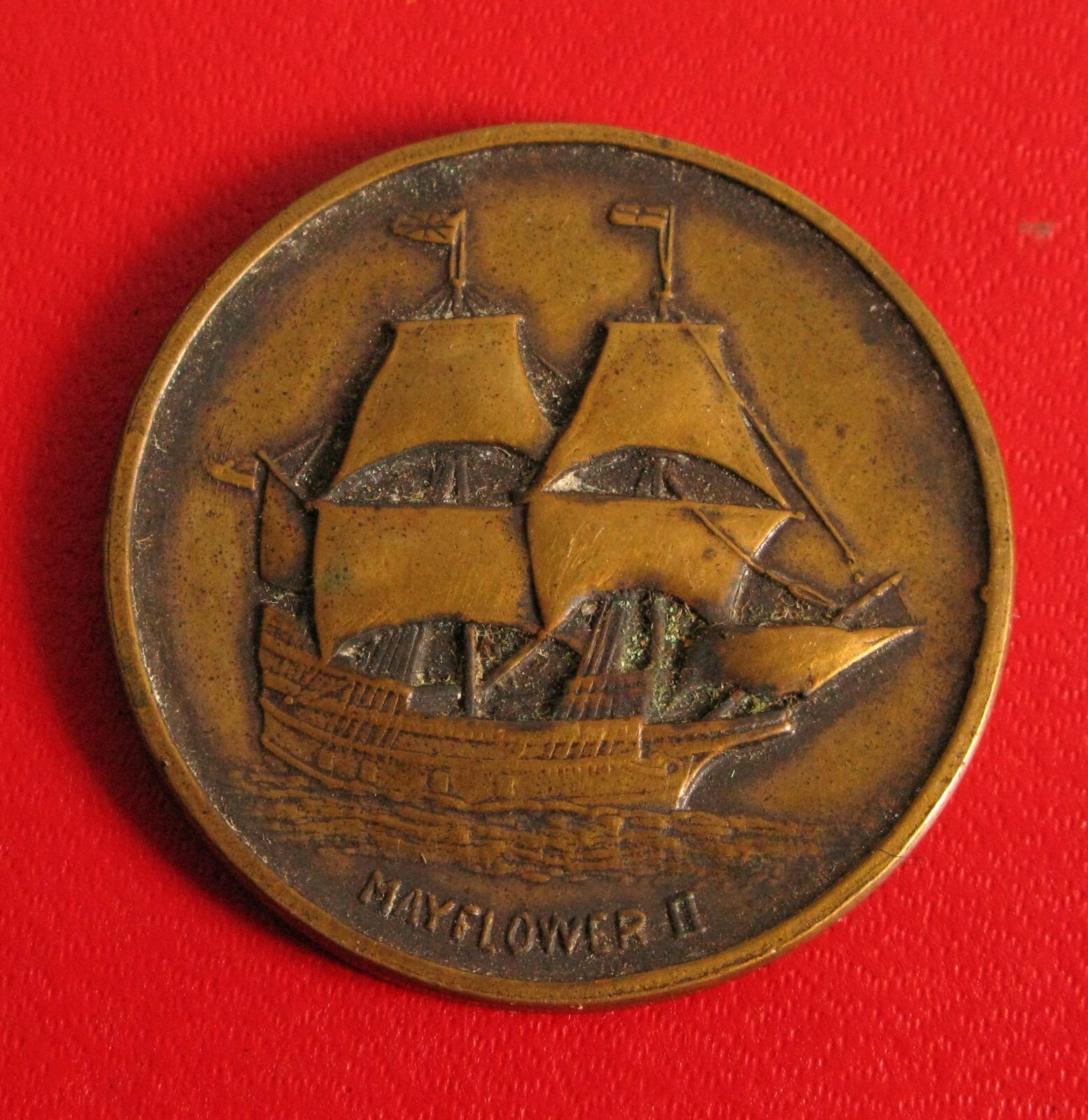 VINTAGE MAYFLOWER II TALL SHIP SAILING YACHTING COIN TOKEN MEDAL BATES