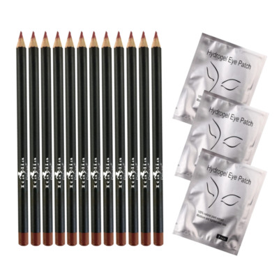 Italia Deluxe 12 pcs Eyeliner Pencil + 3 pair Hydrogel Eye Patch (Light Brown)