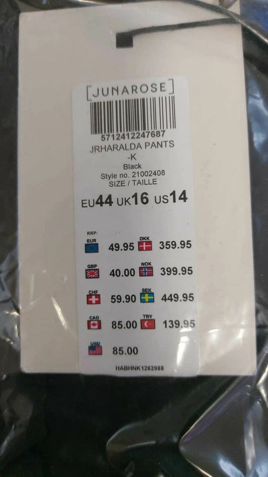 Pantalones Tejidos Junarose Negros Damas PVP £40 Talla UK 16 BOX1 DD 05 Foto 2 de 4