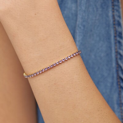 Brosway Bracciale Tennis Donna In Acciaio 304 Con Cubic Zirconia Viola, Collezione Desideri, Modello BEI090