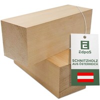 Edpas Schnitzholz Lindenholz 2Er Set Holzblock (20X7X7Cm) - GroßEs Drechselholz