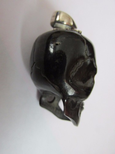 Hand Carved Water Buffalo Horn Skull Pendant Sterling Silver Bail ~ NEW - Picture 6 of 8