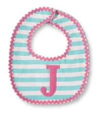 Mud Pie Initials Baby Girl J Striped Bib